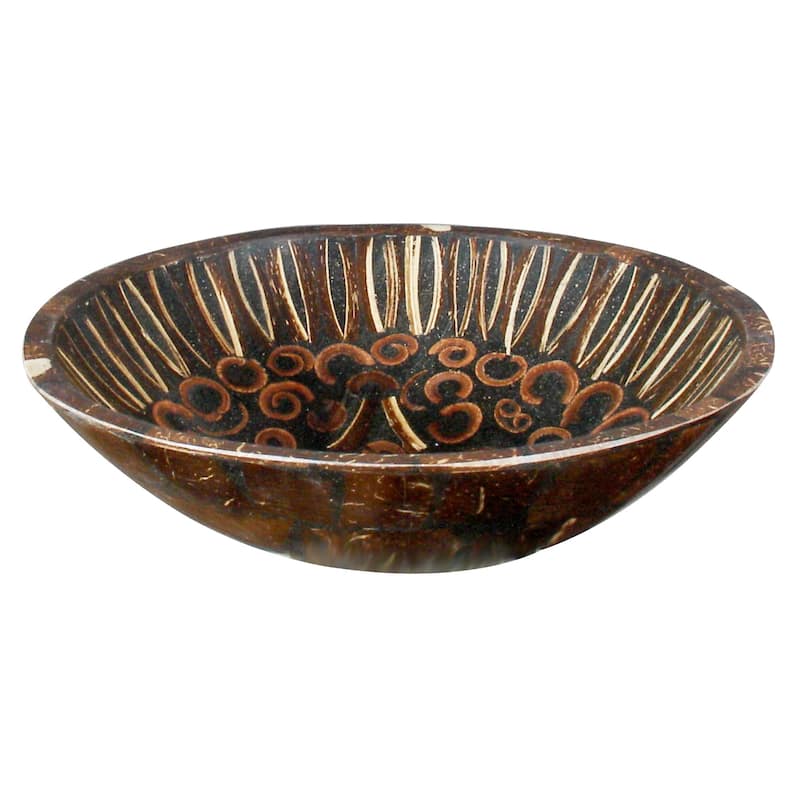 Natural Cinnamon & Coconut Shell Bowl - Brown - 7"