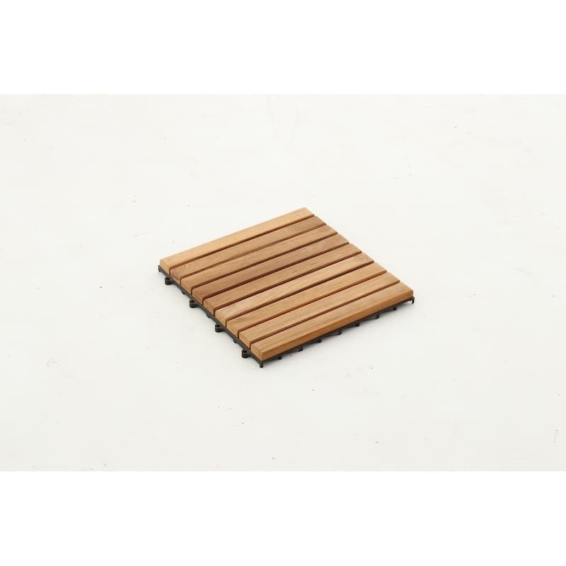 Nordic Style Natural Teak Tile 9 slats, 10 pcs per box