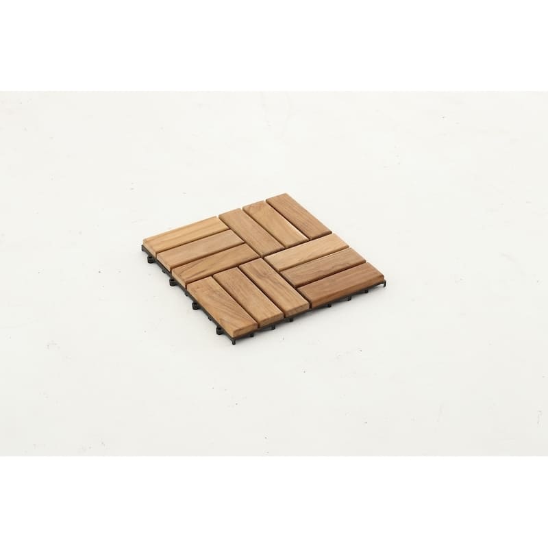Nordic Style Natural Teak Tile 9 slats, 10 pcs per box