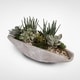 preview thumbnail 2 of 2, Assorted Artificial Succulents with Natural Pebbles in a Stone Boat