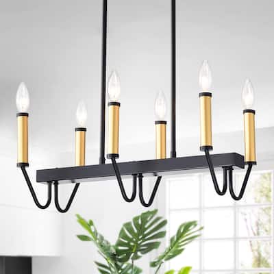 Sonam Matte Black and Gold 6-light Modern Candelabra Chandelier