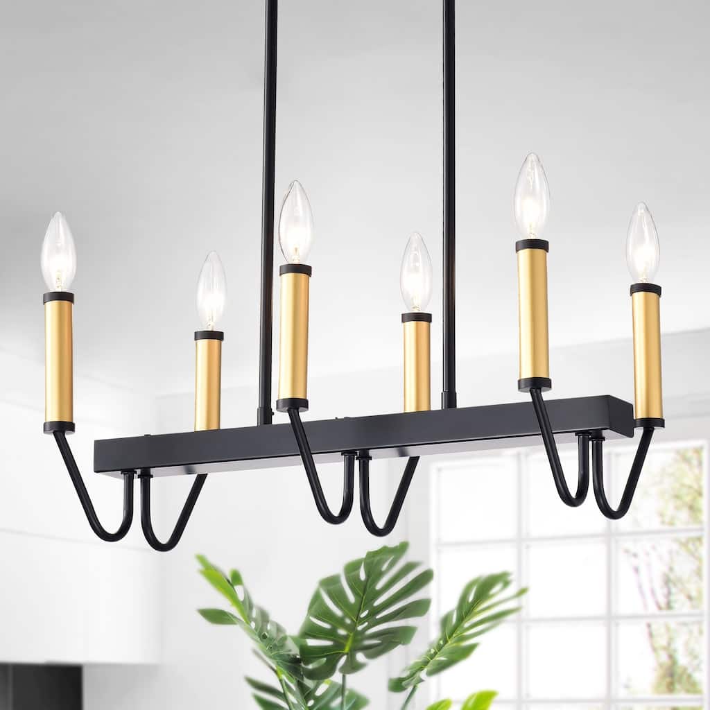 Sonam Matte Black and Gold 6-light Modern Candelabra Chandelier