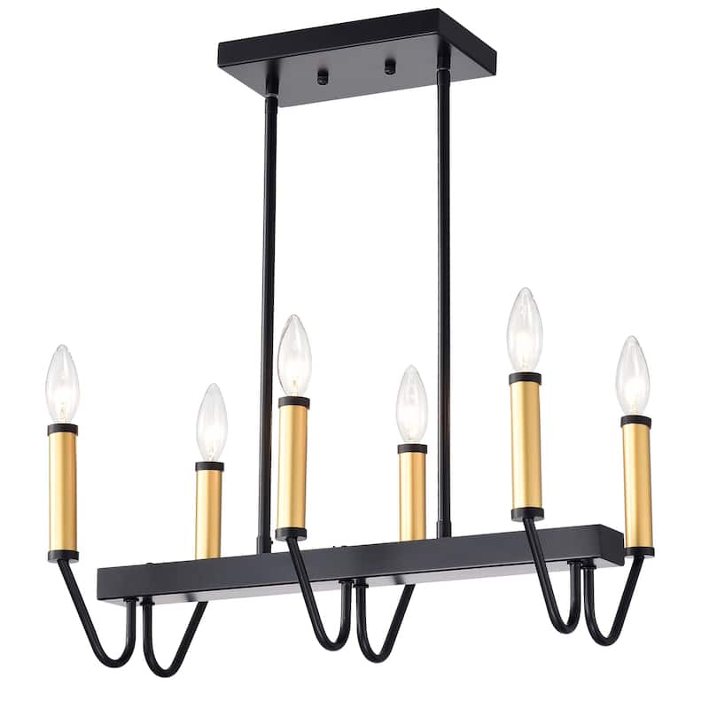 Sonam Matte Black and Gold 6-light Modern Candelabra Chandelier
