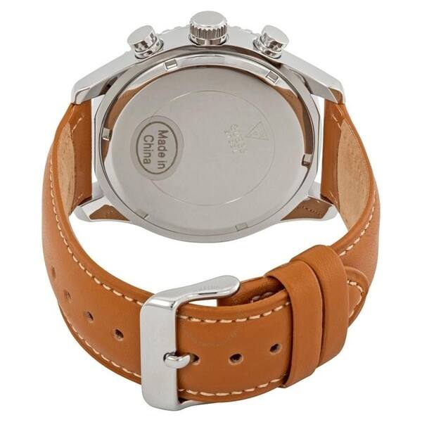 Shop Guess Men S W0970g1 Fleet Chronograph Brown Leather Watch