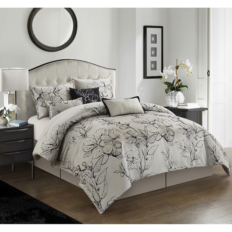 Nanshing Acacia 7 Piece Floral Comforter Set
