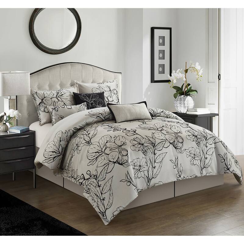 Nanshing Acacia 7 Piece Floral Comforter Set