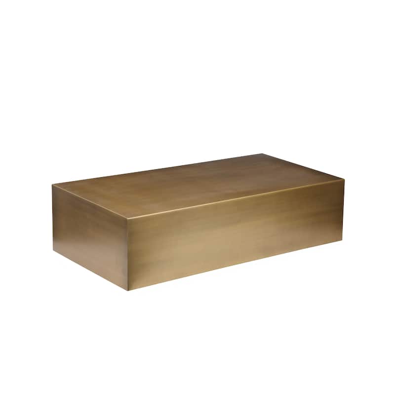 Metal Constructed Coffee Table in Cuboid Shape, Gold
