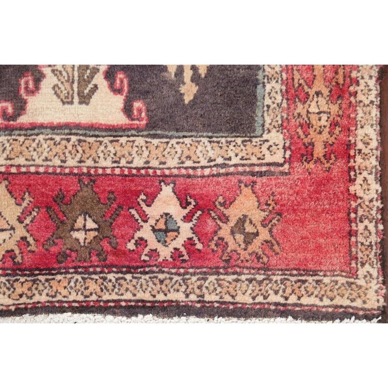 One of a Kind Ardebil Geometric Handmade Wool Persian Oriental Rug - 9'5" x 3'6" Runner