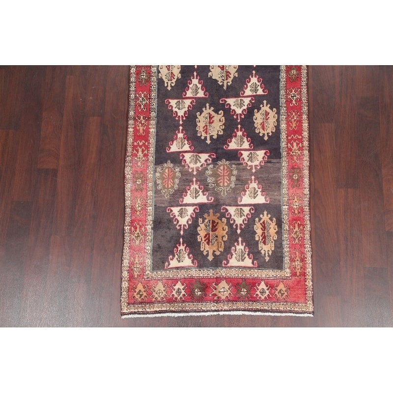 One of a Kind Ardebil Geometric Handmade Wool Persian Oriental Rug - 9'5" x 3'6" Runner