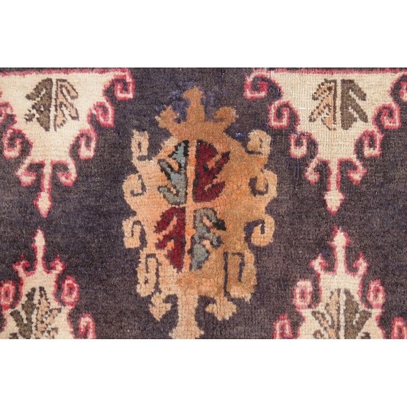 One of a Kind Ardebil Geometric Handmade Wool Persian Oriental Rug - 9'5" x 3'6" Runner