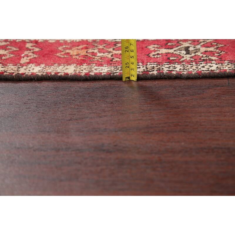 One of a Kind Ardebil Geometric Handmade Wool Persian Oriental Rug - 9'5" x 3'6" Runner