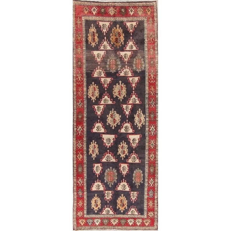 One of a Kind Ardebil Geometric Handmade Wool Persian Oriental Rug - 9'5" x 3'6" Runner