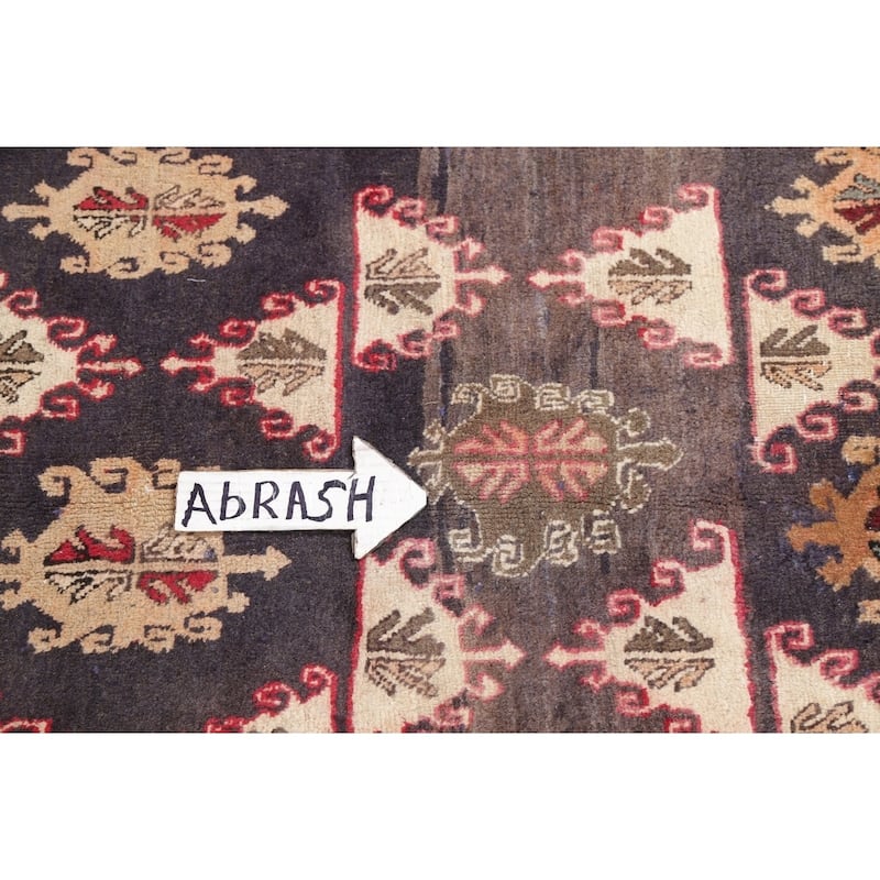 One of a Kind Ardebil Geometric Handmade Wool Persian Oriental Rug - 9'5" x 3'6" Runner
