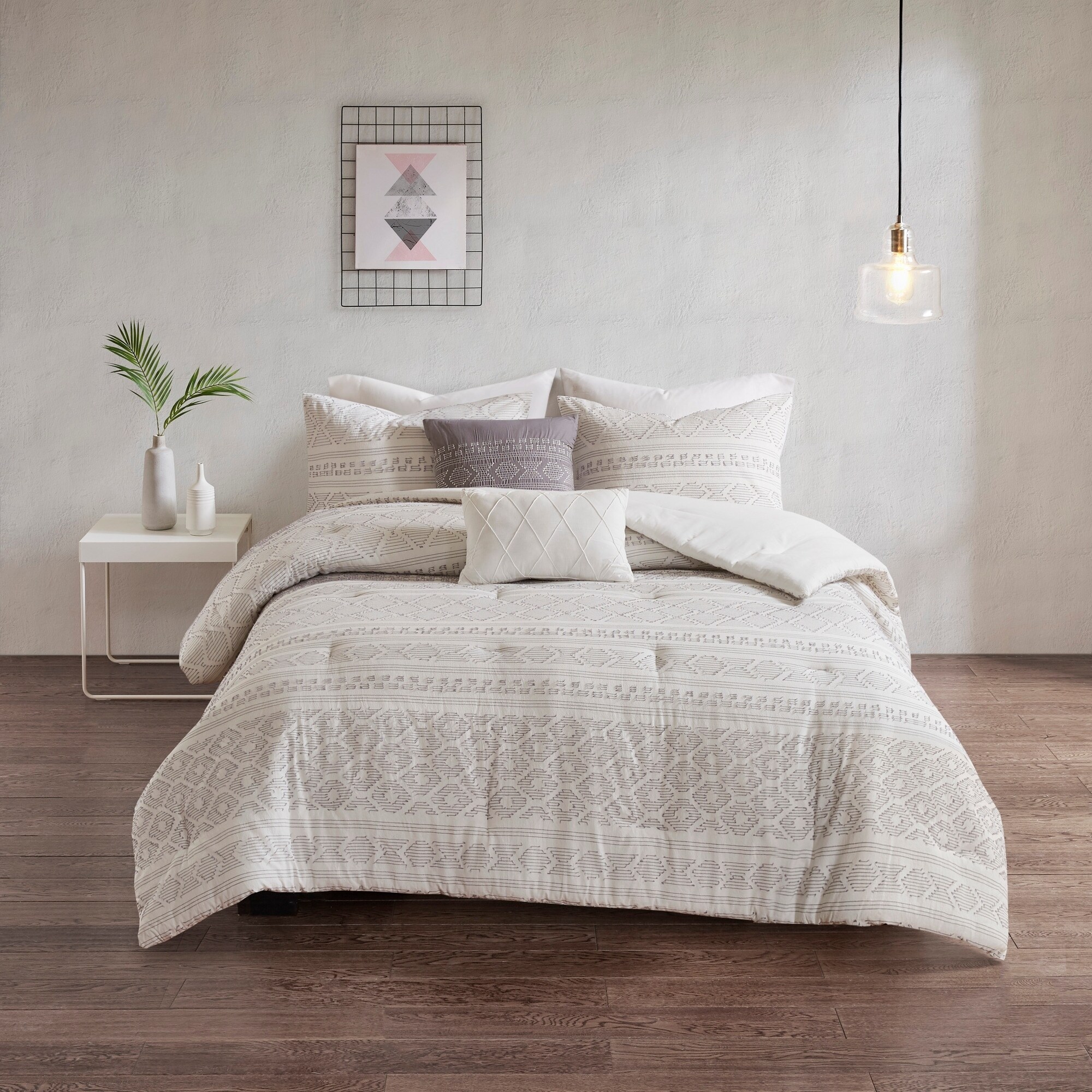 Shop Urban Habitat Bailey White Grey 5 Piece Cotton Clip Jacquard