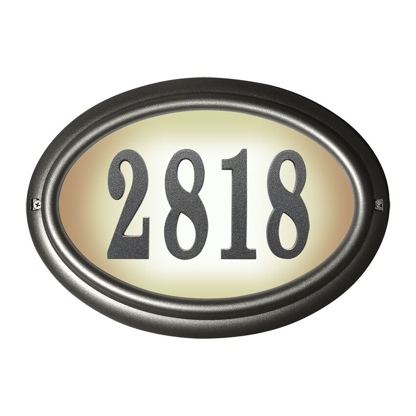 Details about   Qualarc Home Decorative Edgewood Oval Lighted Address Plaque in Pewter Frame ... 