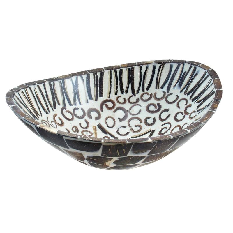 Handmade Natural Cinnamon and Coconut Shell Helm Bowl (Indonesia) - White