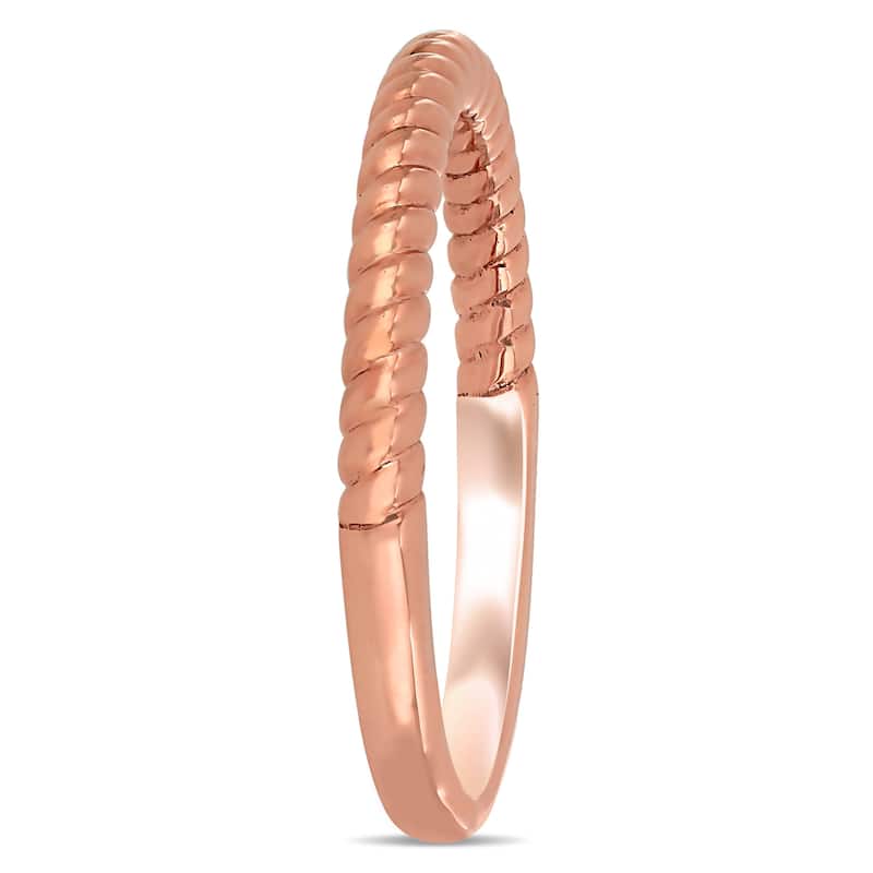 Miadora 14k Rose Gold Stackable Twist Design Wedding Ring