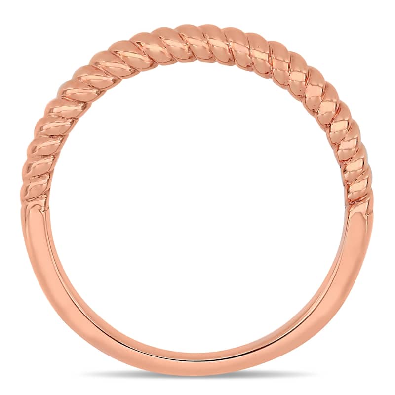 Miadora 14k Rose Gold Stackable Twist Design Wedding Ring