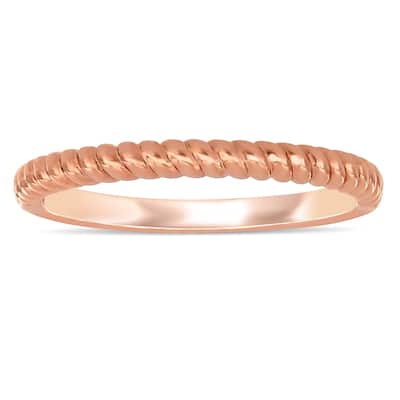 Miadora 14k Rose Gold Stackable Twist Design Wedding Ring