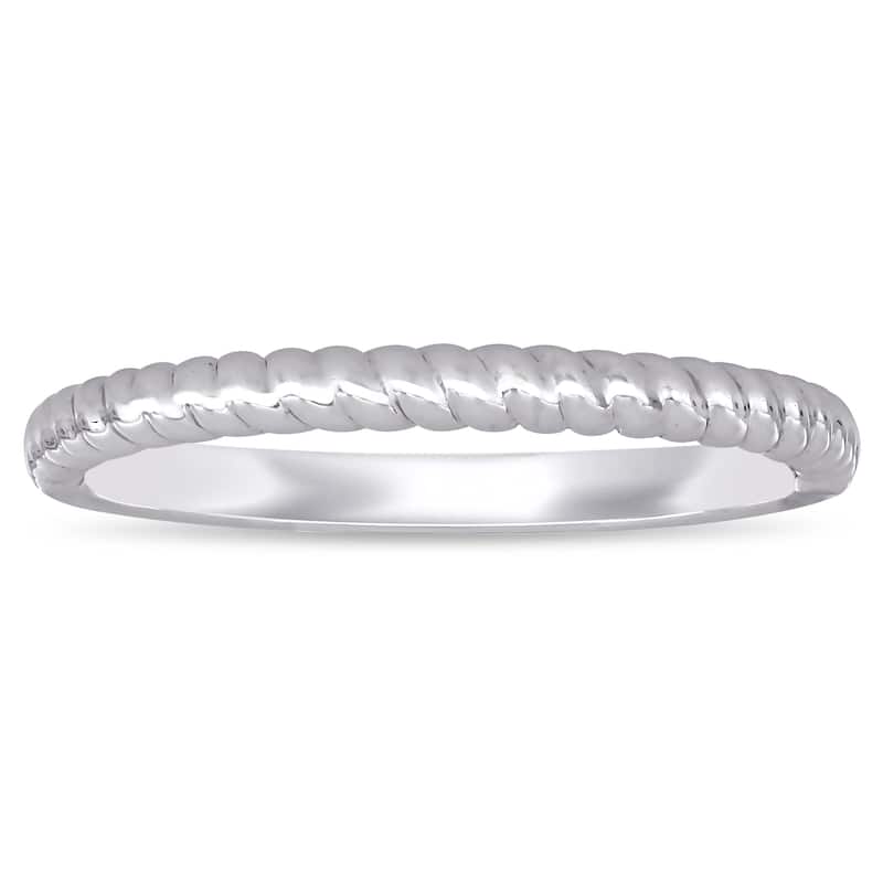Miadora 14k White Gold Stackable Twist Design Wedding Band Ring
