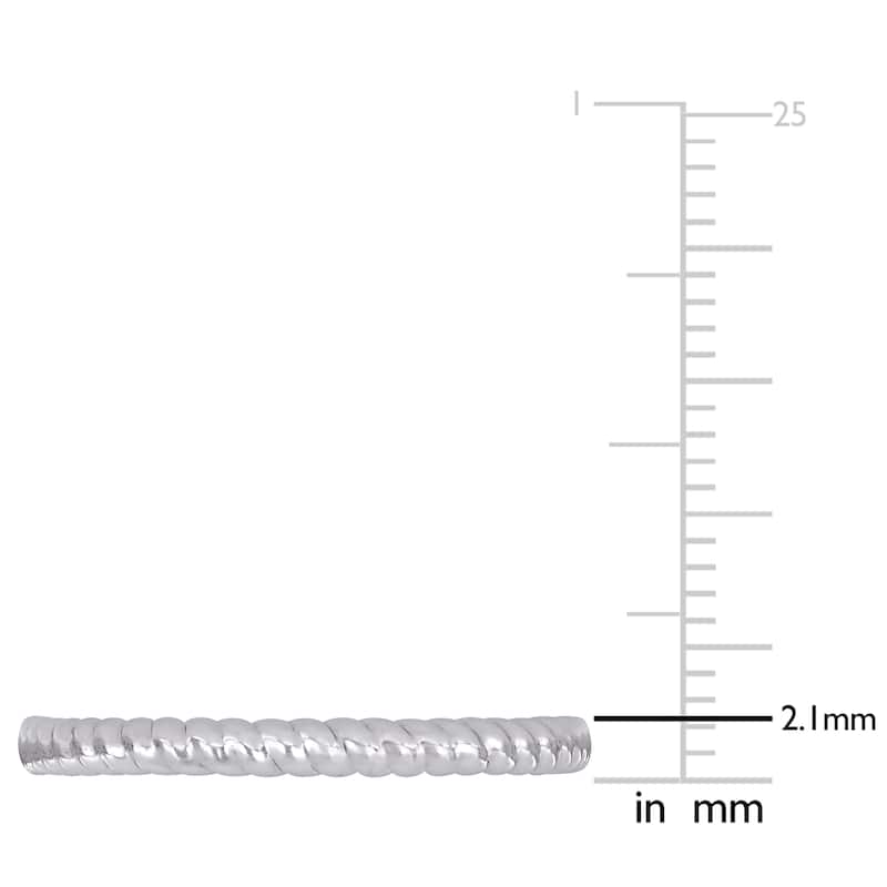 Miadora 14k White Gold Stackable Twist Design Wedding Band Ring