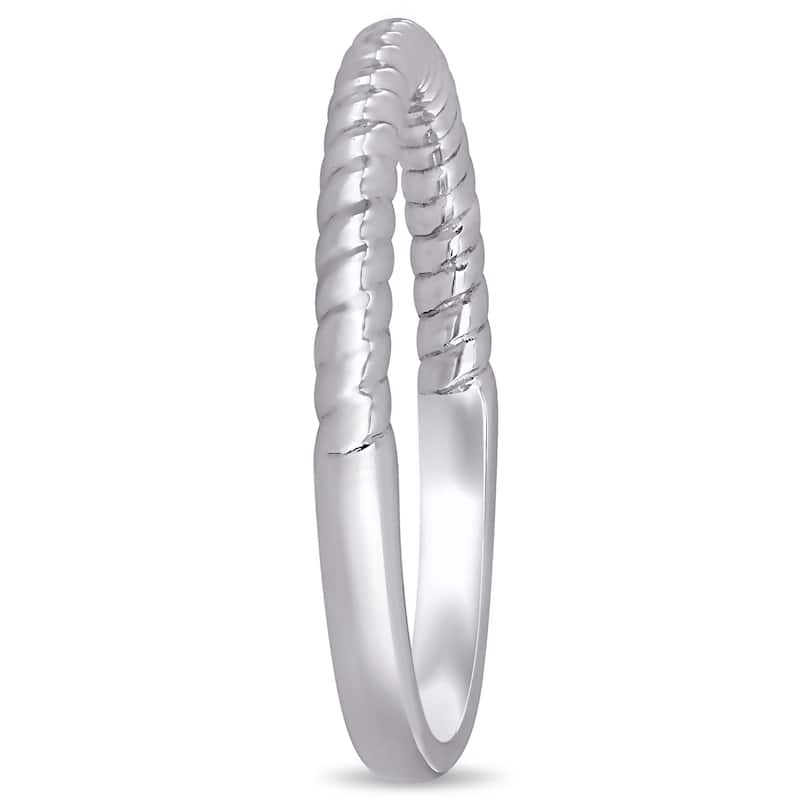 Miadora 14k White Gold Stackable Twist Design Wedding Band Ring
