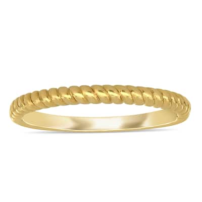 Miadora 14k Yellow Gold Stackable Twist Design Wedding Band Ring