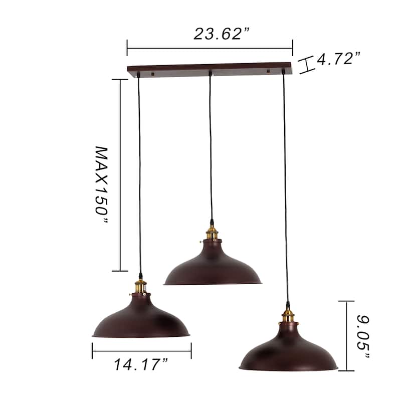 3-light Oil Rubbed Bronze Linear Pendant