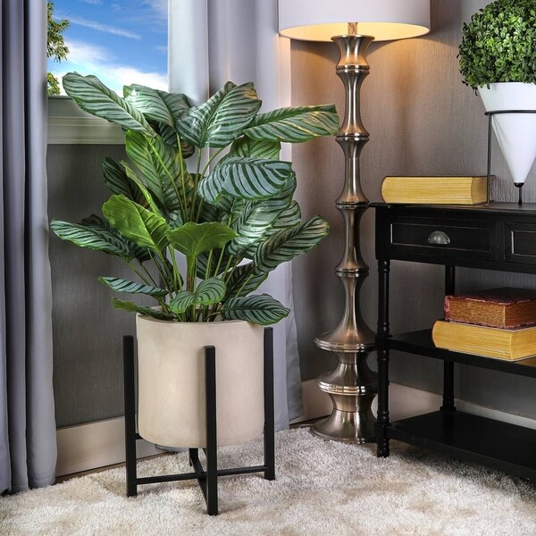 Shop 20.5" Tall Metal/Mgo Tall Planter On Stand - Free 