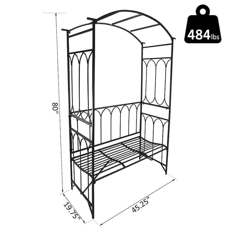 Outsunny 45-inch Metal Garden Arbor Arch with Bench Seat