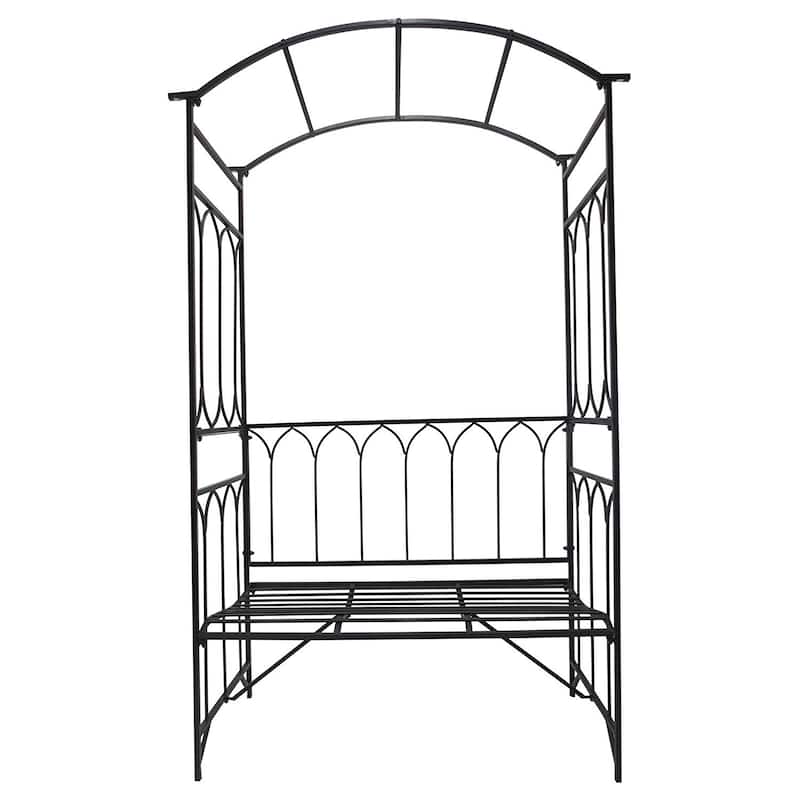 Outsunny 45-inch Metal Garden Arbor Arch with Bench Seat