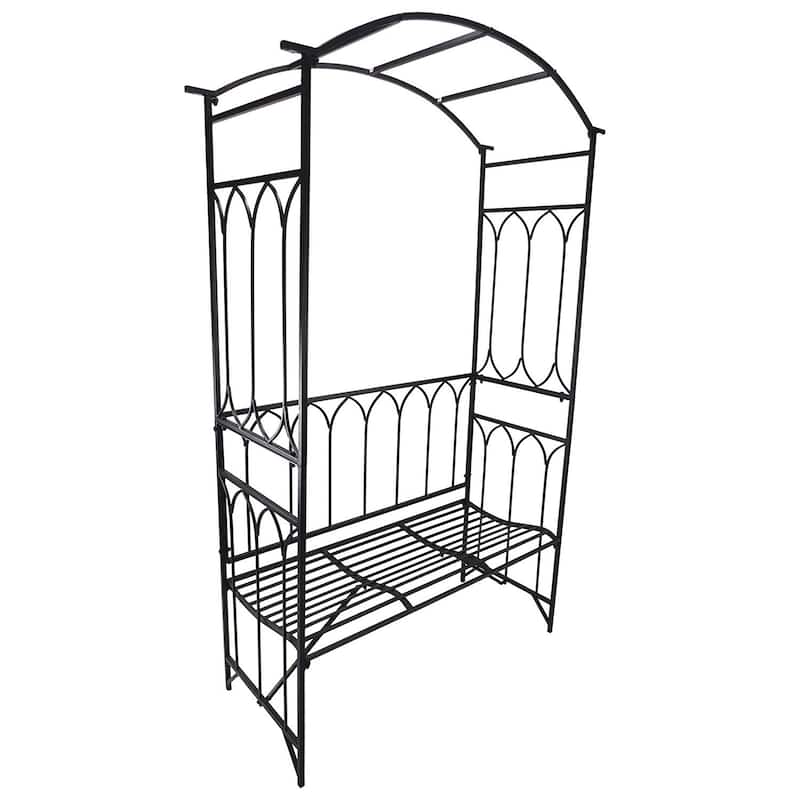 Outsunny 45-inch Metal Garden Arbor Arch with Bench Seat