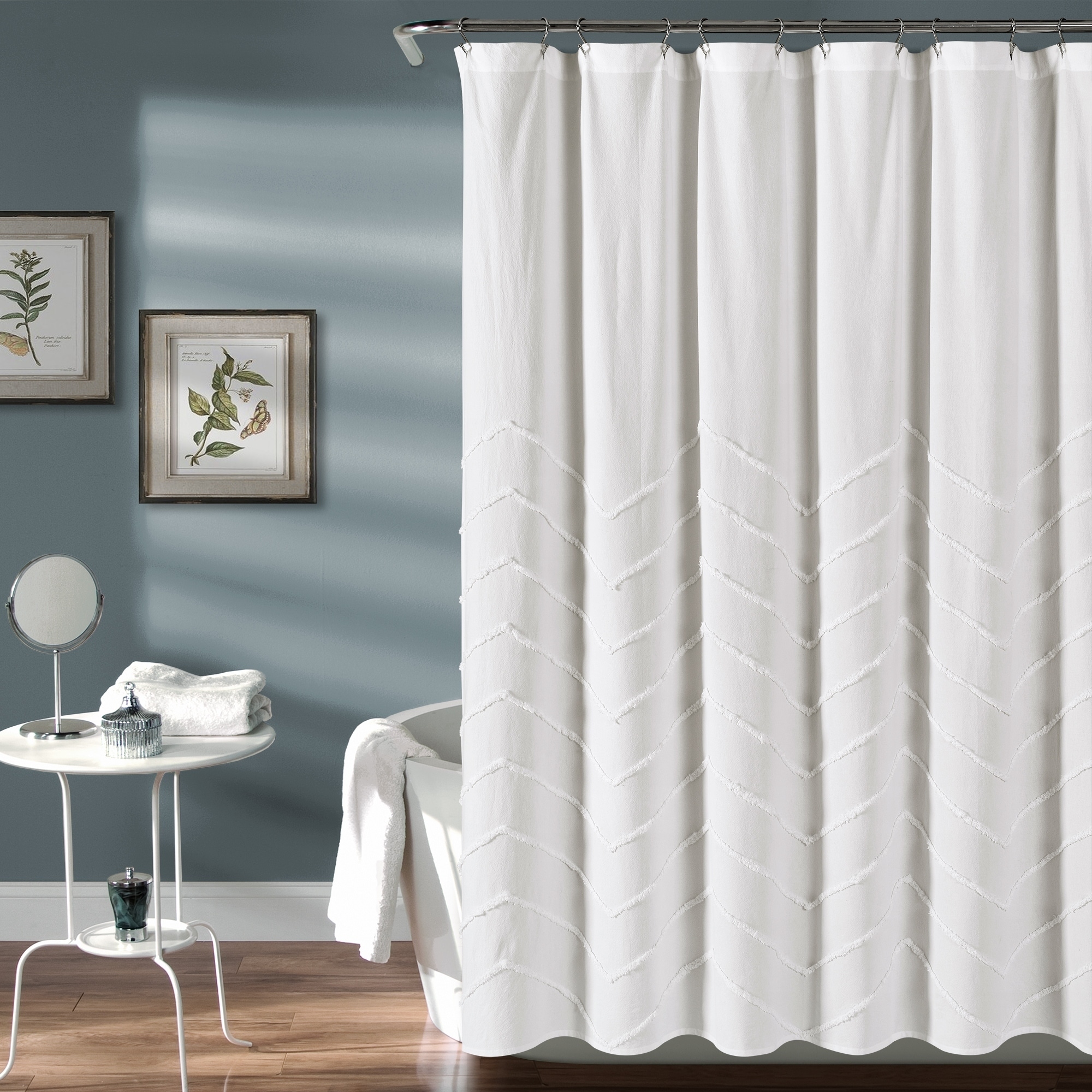 Lush Decor Chenille Chevron Shower Curtain