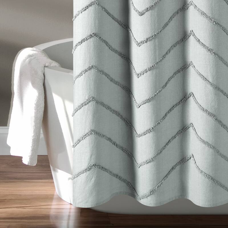 Lush Decor Chenille Chevron Shower Curtain