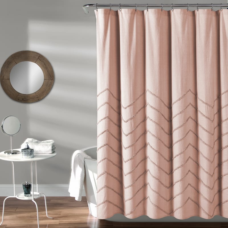 Lush Decor Chenille Chevron Shower Curtain