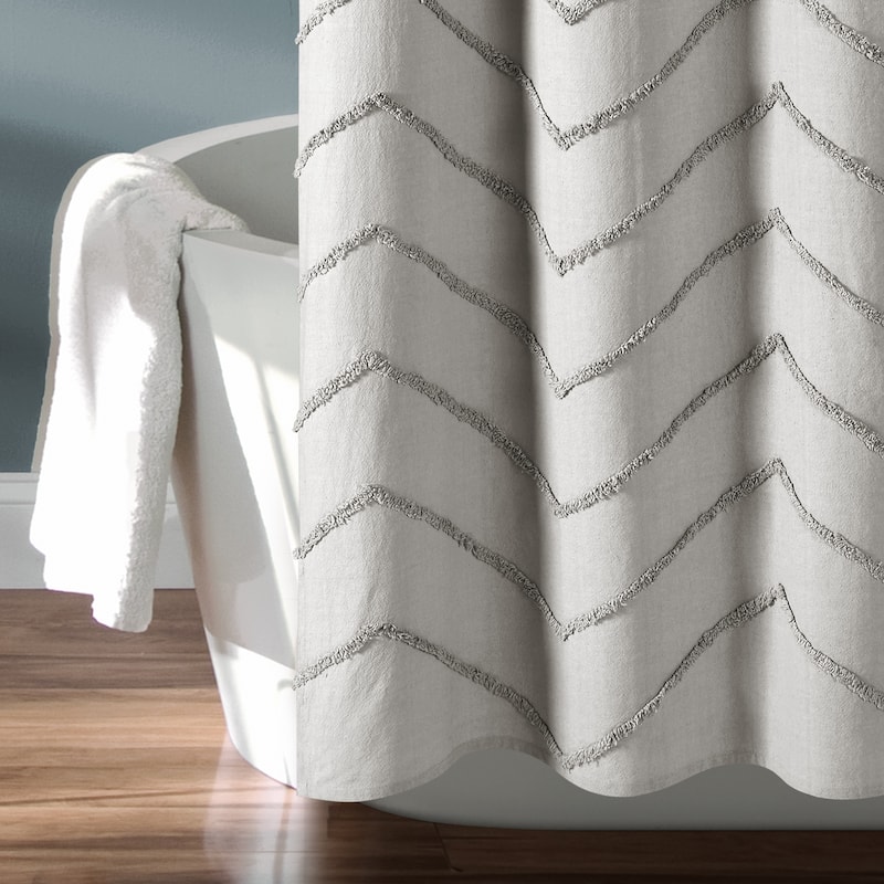 Lush Decor Chenille Chevron Shower Curtain