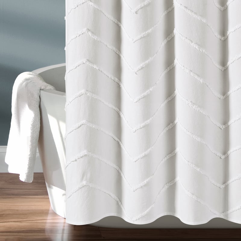 Lush Decor Chenille Chevron Shower Curtain