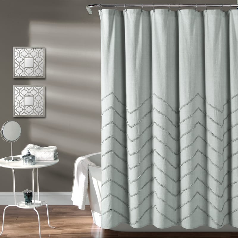 Lush Decor Chenille Chevron Shower Curtain - Pastel Blue