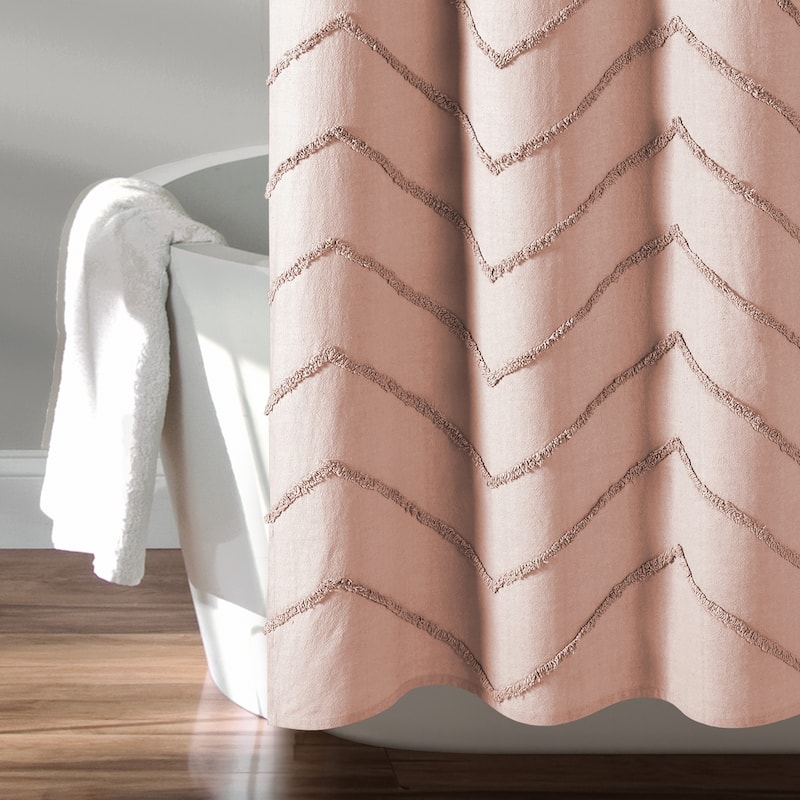 Lush Decor Chenille Chevron Shower Curtain