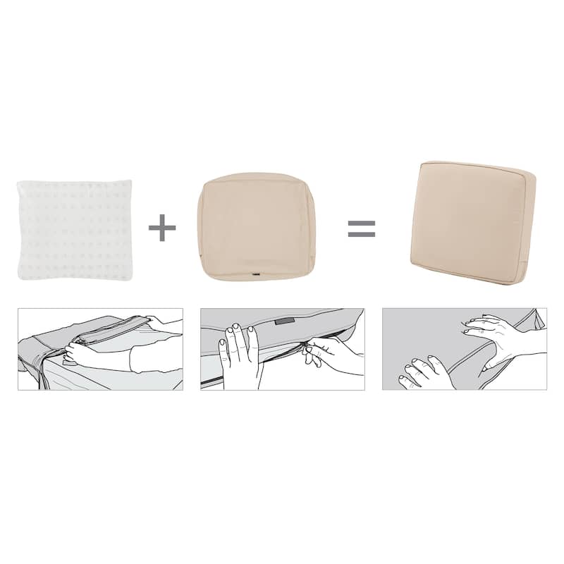 Montlake Water-resistant Patio Cushion Set - 25"W x 22"H x 4"Thick (back) - Light Charcoal Grey
