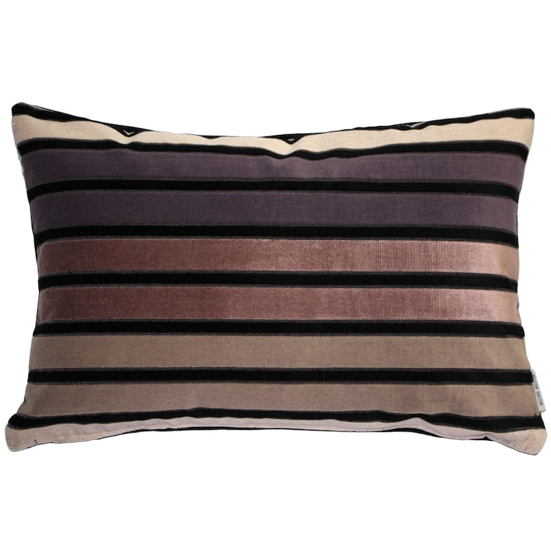 Amethyst Stripes Textured Velvet 12x20 Throw Pillow with Polyfill Insert - Polyester - Single - Amethyst - Accent