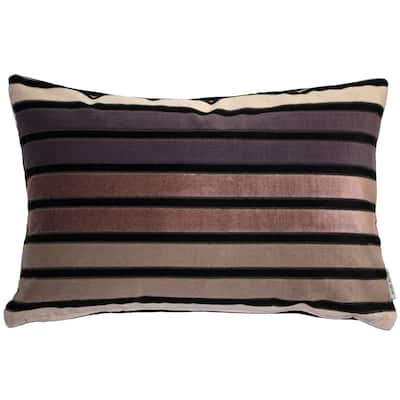 Amethyst Stripes Textured Velvet 12x20 Throw Pillow with Polyfill Insert