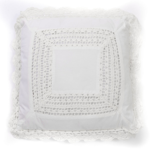 Cottage Home White Crochet 20 inch Throw Pillow