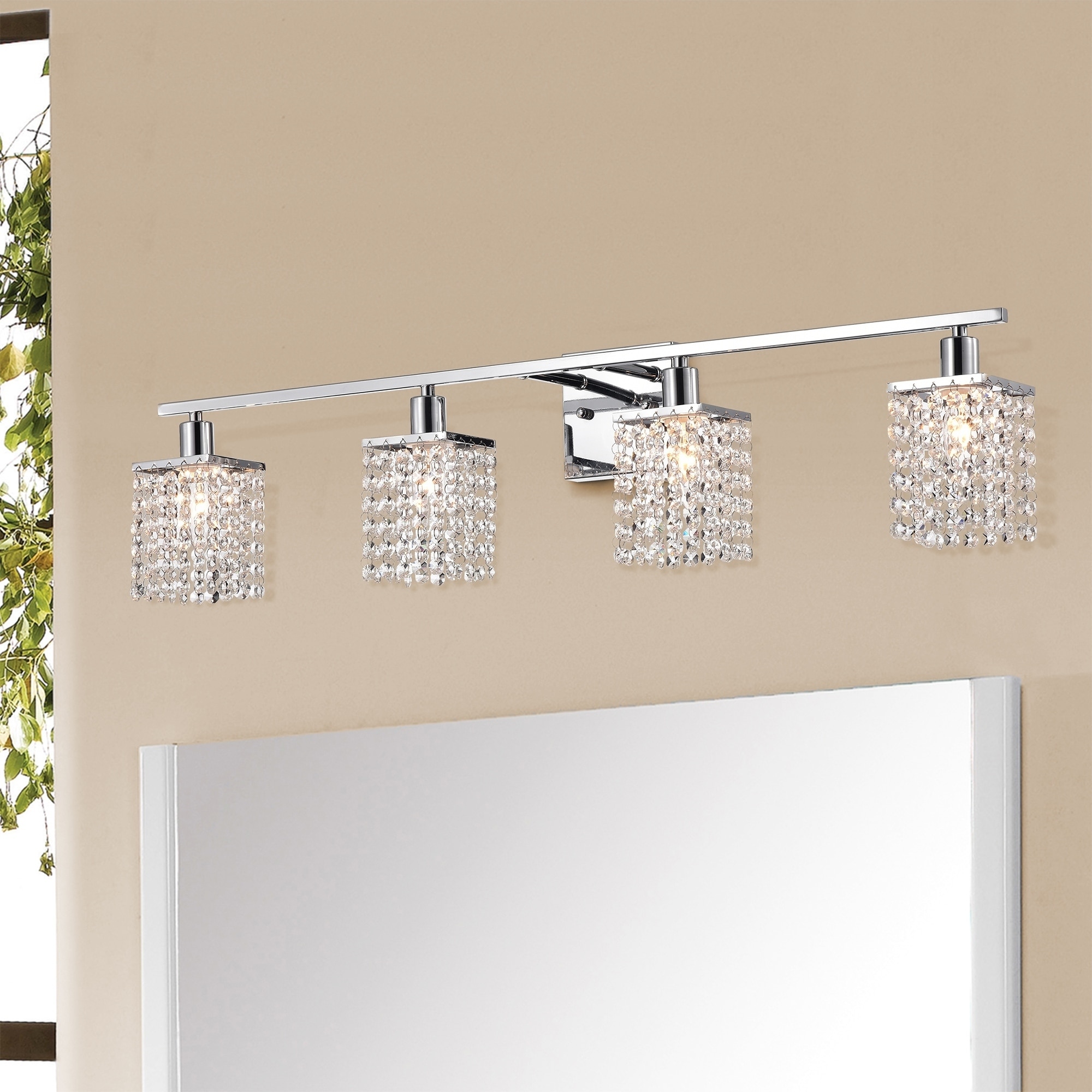 Frindin Chrome 4 Light Wall Sconce Vanity Lighting With Crystal Shades Overstock 27636206