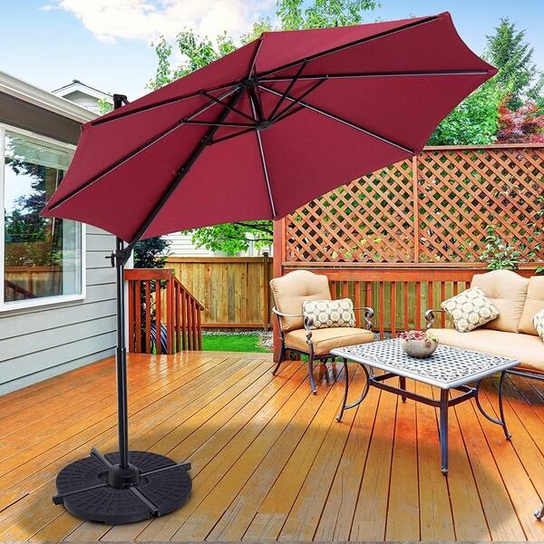 Shop Black Friday Deals On Outsunny Large 4 Piece Round Fillable Weighted Offset Market Patio Umbrella Base With Easy Setup Simple Design Overstock 27636271