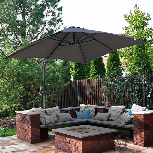 Shop Outsunny 8 X 8 Square Offset 360 Cantilever Market Patio Umbrella With Cross Base Overstock 27636272