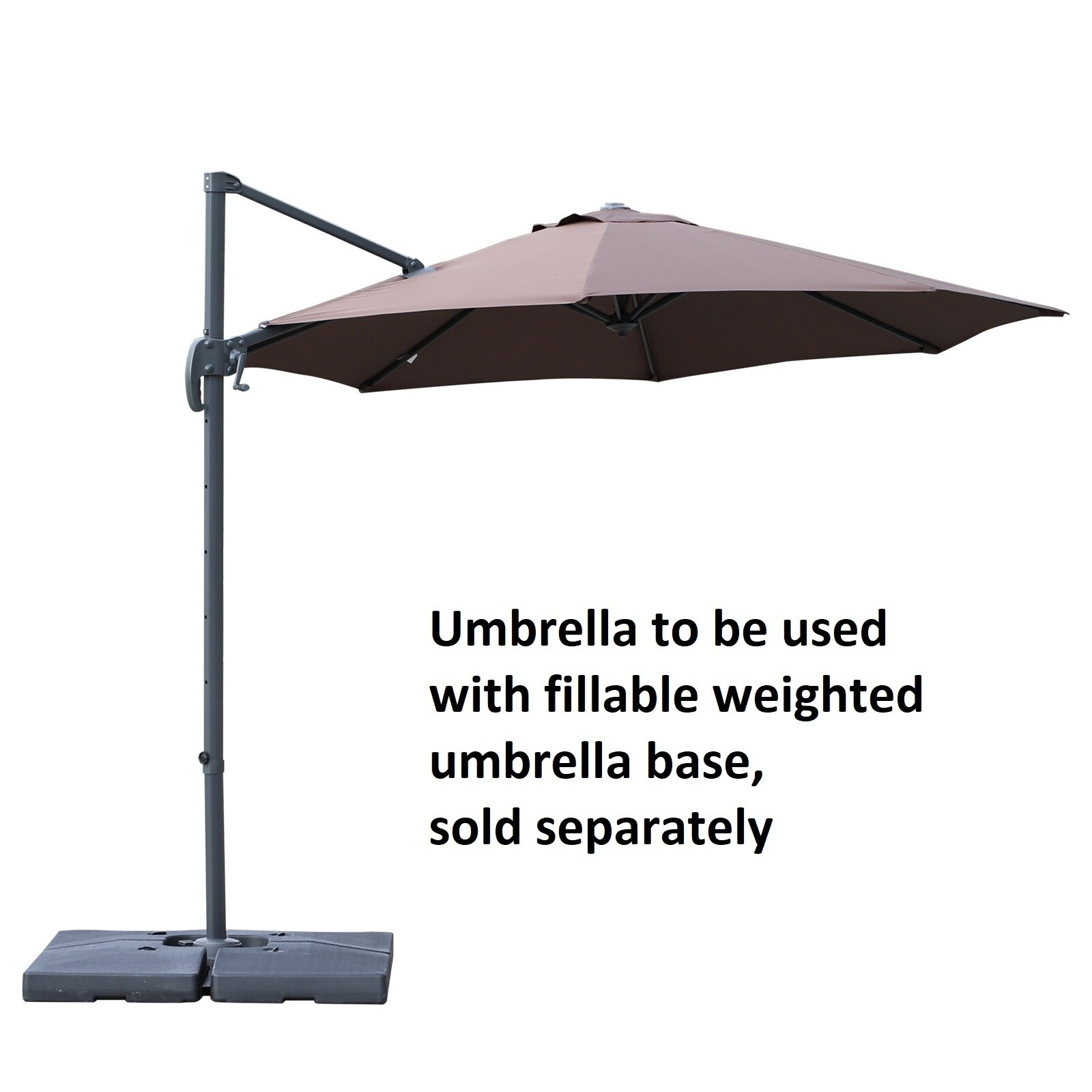 Shop Outsunny 9 5 Hanging Tilt Offset Cantilever Patio Umbrella With Base Stand Overstock 27636273