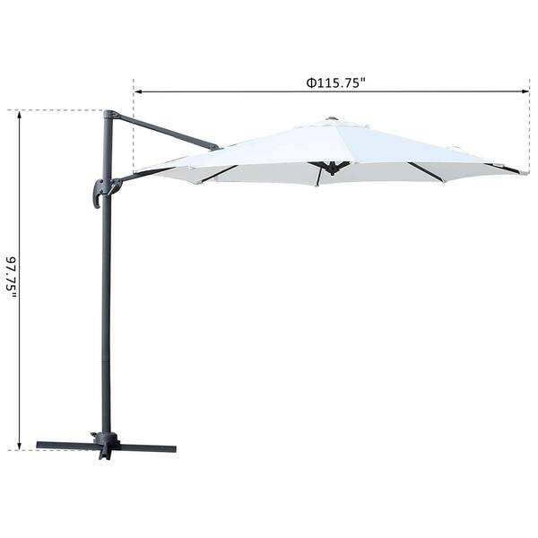 Shop Outsunny 9 5 Hanging Tilt Offset Cantilever Patio Umbrella With Base Stand Overstock 27636276