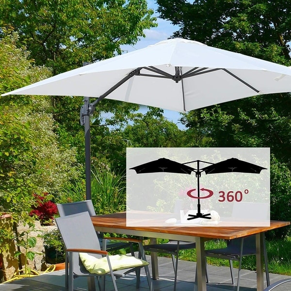 Shop Black Friday Deals On Outsunny 8 X 8 Square Offset 360 Cantilever Market Patio Umbrella With Cross Base Overstock 27636277