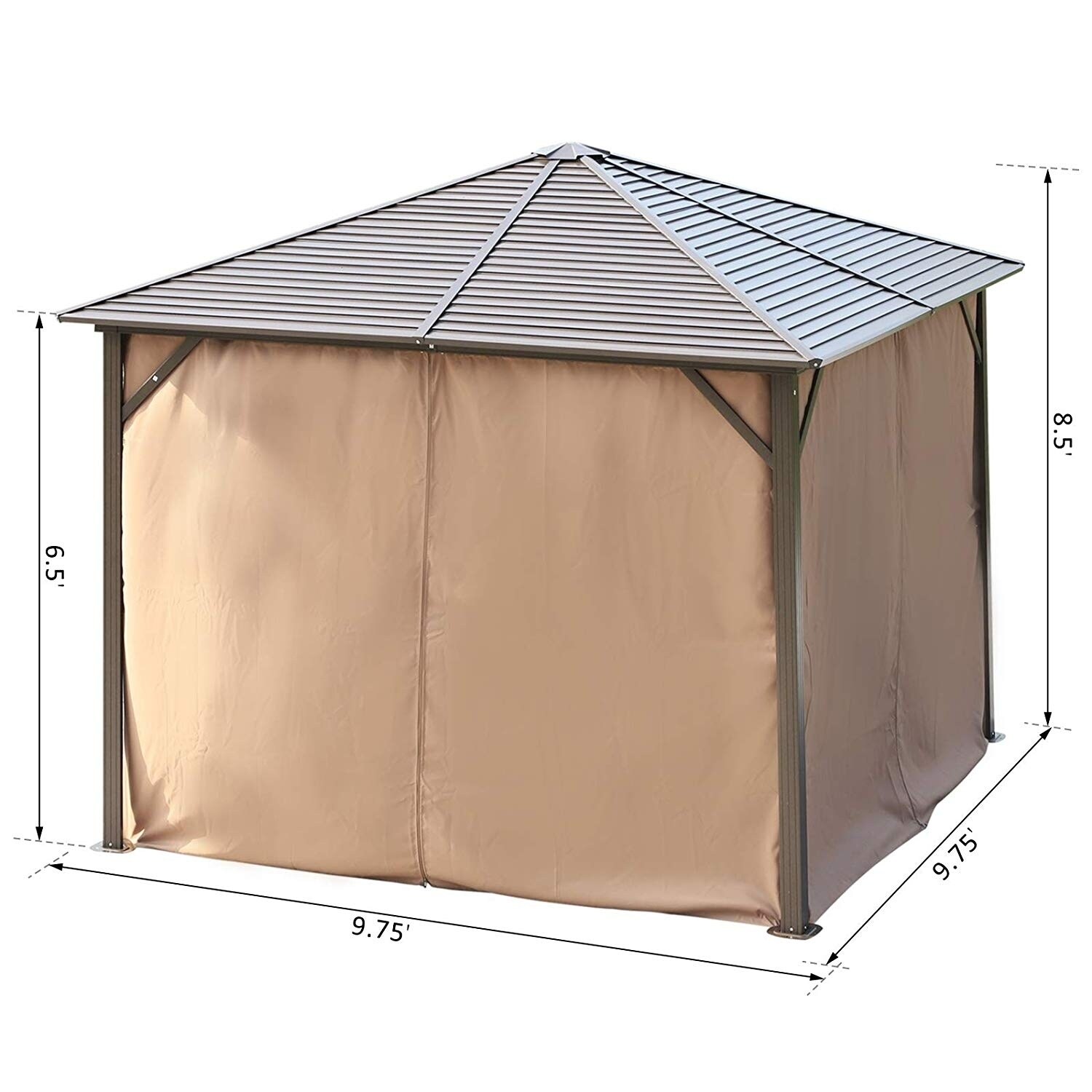 Outsunny 10 X 10 Steel Hardtop Gazebo With Mosquito Netting And Curtains Overstock 27636280